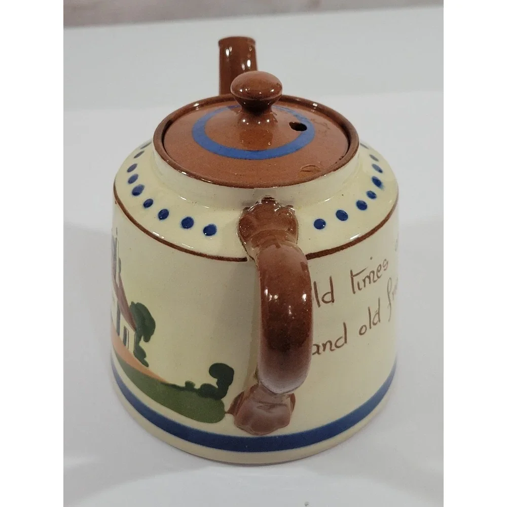 Watcombe Pottery Set Teapot Candle Holder Tray Motto Ware Torquay England